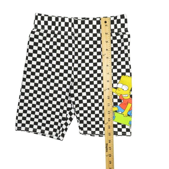 The Simpsons Bart Simpson Checkered Shorts Womens XS Skateboarding Biker Pull On - Picture 7 of 11